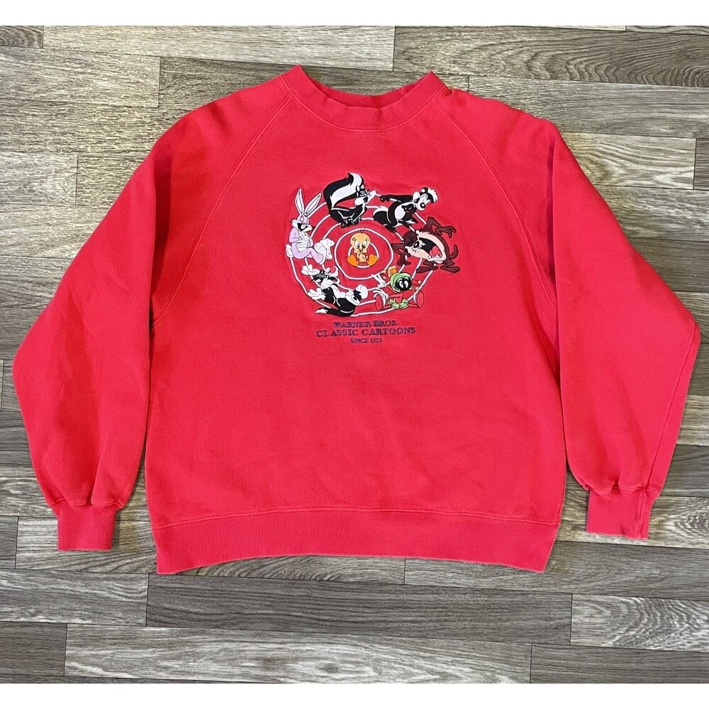 Vintage Warner Bros Cartoons Crewneck Sweatshirt Men’s Medium Red Tweety Taz